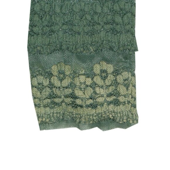 Free People Angelina Bodysuit Army Green Mock Neck Lace Sheer Top L - Picture 2 of 7